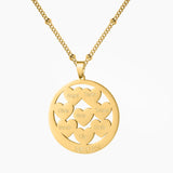 Round Love Name Necklace Family Name Pendant Stainless Steel 18K Plated