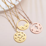 Round Love Name Necklace Family Name Pendant Stainless Steel 18K Plated