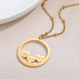 Round Love Name Necklace Family Name Pendant Stainless Steel 18K Plated