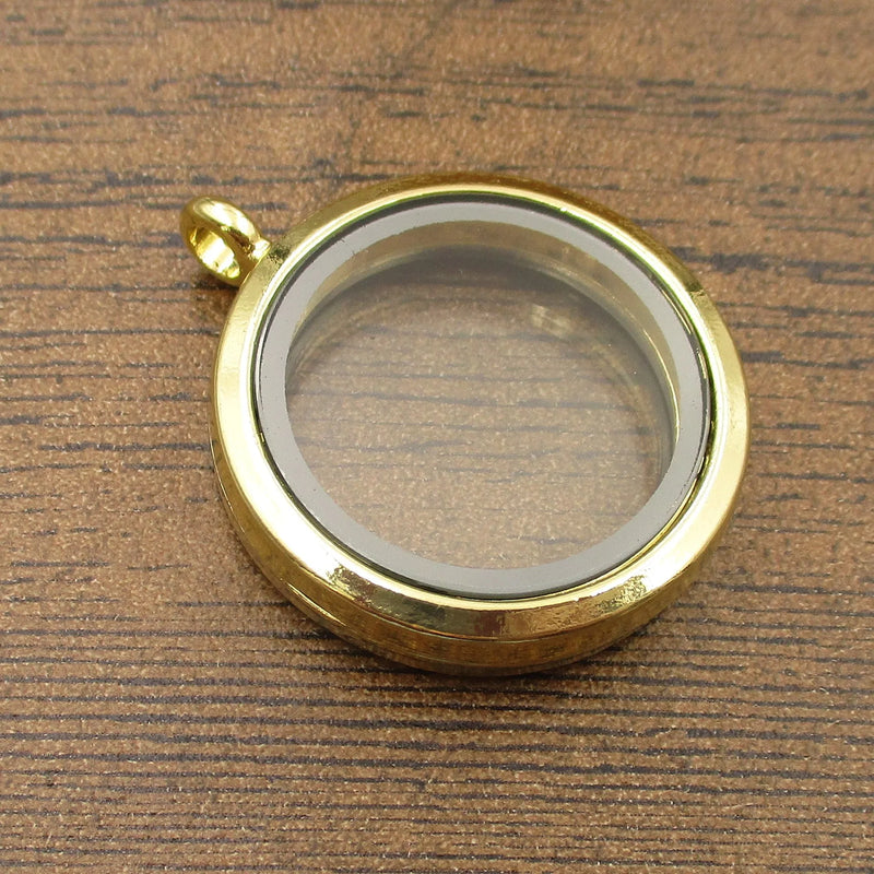 Round Magnet Floating Locket 2PCS/Lot Memory Photo Box Necklace
