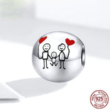 Family Forever Charm 925 Sterling Silver Beads for Charms Pan Bracelet