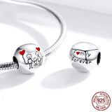 Family Forever Charm 925 Sterling Silver Beads for Charms Pan Bracelet