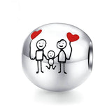 Family Forever Charm 925 Sterling Silver Beads for Charms Pan Bracelet