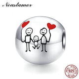 Family Forever Charm 925 Sterling Silver Beads for Charms Pan Bracelet