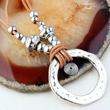 Metal Pendant Necklace Leather Rope Chain for Women