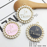 Metal Pearl Enamel Pendants Alphabet Letter Charms for DIY Jewelry