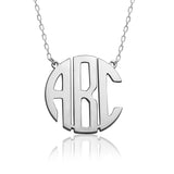 Round Monogram Necklace, Initial Letter, Stainless Steel