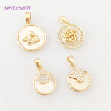 Round Moon Rose Angel Pattern Shell Pendants DIY Jewelry Making