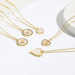 Mother Of Pearl Shell Heart Pendant Necklace Women Girls Gift