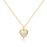 Mother Of Pearl Shell Heart Pendant Necklace Women Girls Gift
