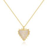 Mother Of Pearl Shell Heart Pendant Necklace Women Girls Gift