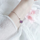 Natural Amethyst Bracelet 925 Silver Box Chain Women's Jewelry
