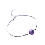 Natural Amethyst Bracelet 925 Silver Box Chain Women's Jewelry