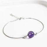 Natural Amethyst Bracelet 925 Silver Box Chain Women's Jewelry