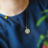 Round Hetian Jade Pendant Necklace Chinese Style Silver Jewelry