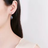 Natural Kyanite Silver Hoop Earrings Double Circle Moonstone Jewelry