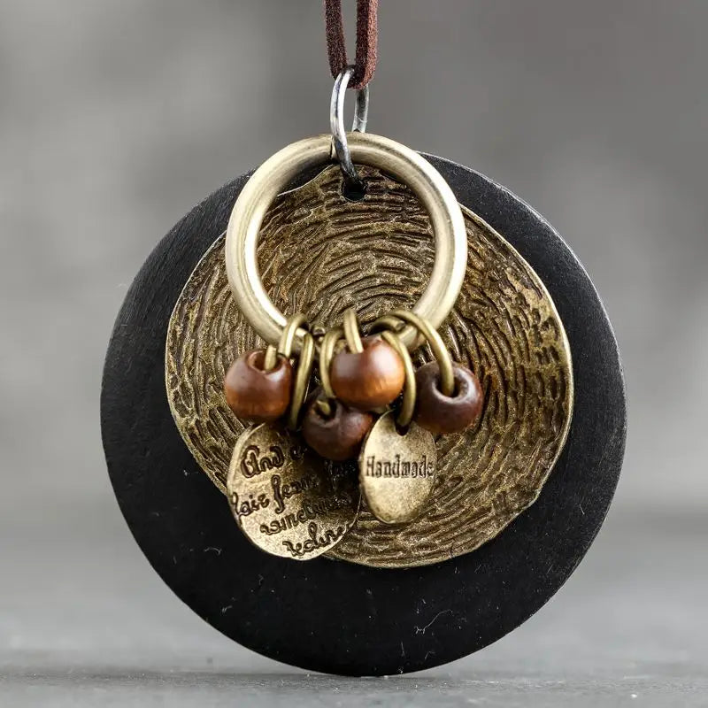Bohemian Round Necklace Wood Chain Collier Femme 6*7cm