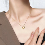 Opal Necklace for Women Girls Stainless Steel Charm Jewelry Gift