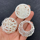 Openwork Carved Shell Pendants for DIY Jewelry Making