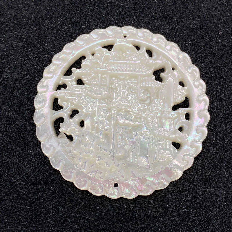 Openwork Carved Shell Pendants for DIY Jewelry Making