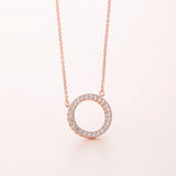 Rose Round Openwork Pendant Necklace Woman Jewelry