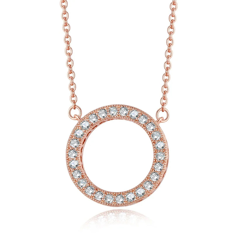 Rose Round Openwork Pendant Necklace Woman Jewelry