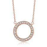 Rose Round Openwork Pendant Necklace Woman Jewelry