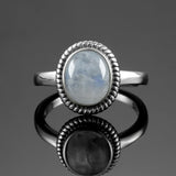 Women's 925 Sterling Silver Moonstone Rings Vintage Fine Jewelry