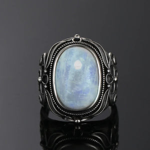 Women's 925 Sterling Silver Moonstone Rings Vintage Fine Jewelry