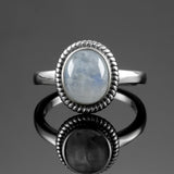 Big Natural Moonstone Women's Sterling Silver Ring Vintage Jewelry