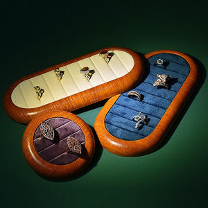 Wood Jewelry Display Stand For Ring Storage Holder ShowCase Tray