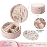 Round PU Leather Jewelry Organizer Box Travel with Buckle Lock