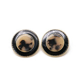 Round Pearl Enamel Clip Earrings for Women