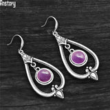 Pink Quartz Dangle Earrings Tibetan Silver Stone Pendant