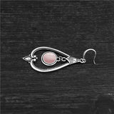 Pink Quartz Dangle Earrings Tibetan Silver Stone Pendant