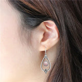 Pink Quartz Dangle Earrings Tibetan Silver Stone Pendant