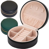 Round Portable Jewelry Box Display Travel Jewelry Case Zipper Jewelers
