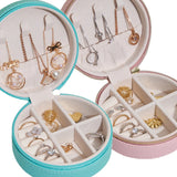 Round Portable Jewelry Box Display Travel Jewelry Case Zipper Jewelers