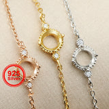 925 Silver 3-Stone Prong Bezel Bracelet Setting for 6'' Gemstone