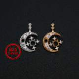 Moon Pendant Rose Plated 925 Silver Prong Settings 3MM 4MM Bezel