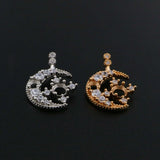 Moon Pendant Rose Plated 925 Silver Prong Settings 3MM 4MM Bezel