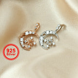 Moon Pendant Rose Plated 925 Silver Prong Settings 3MM 4MM Bezel