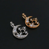 Moon Pendant Rose Plated 925 Silver Prong Settings 3MM 4MM Bezel