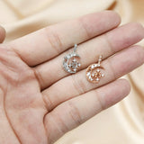 Moon Pendant Rose Plated 925 Silver Prong Settings 3MM 4MM Bezel