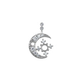 Moon Pendant Rose Plated 925 Silver Prong Settings 3MM 4MM Bezel