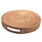 Rattan Woven Serving Tray with Handles for Coffee Table Decor