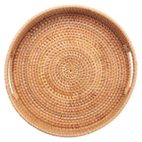 Rattan Woven Serving Tray with Handles for Coffee Table Decor