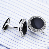 Round Rhinestone Men's Cufflinks French Enamel Jewelry