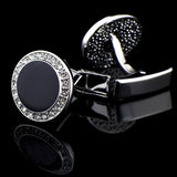 Round Rhinestone Men's Cufflinks French Enamel Jewelry
