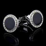 Round Rhinestone Men's Cufflinks French Enamel Jewelry